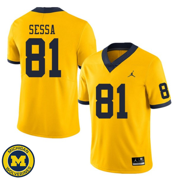 Mens Michigan Wolverines #81 Will Sessa Yellow NCAA Football Jersey